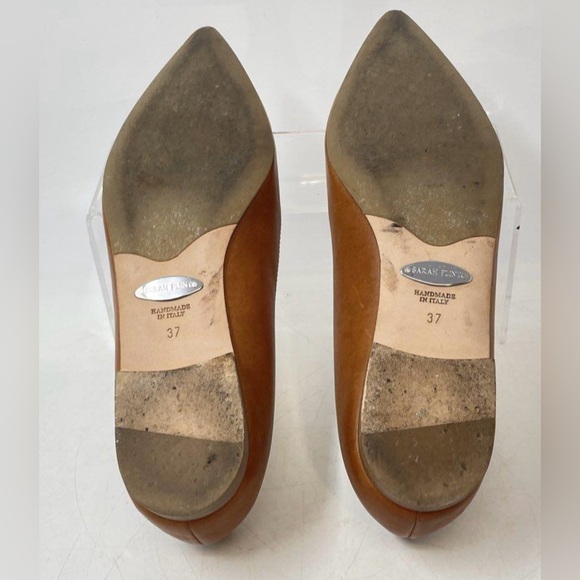 $425 Sarah Flit Ballet Flats Natalie Brown Leather Meghan Markle Sz 37 size 7 - Picture 8 of 11